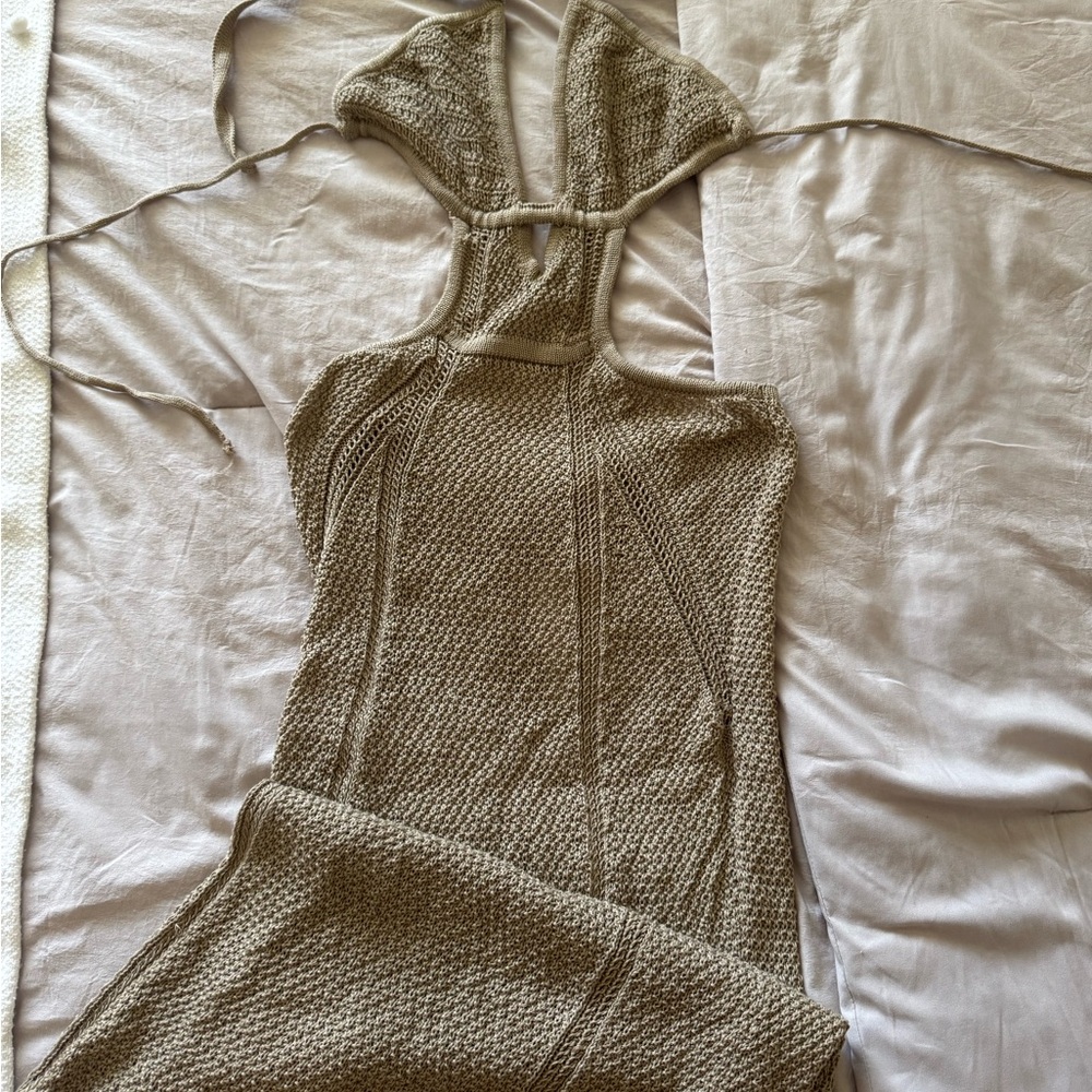 Knit Halter Dress in Taupe - NEW